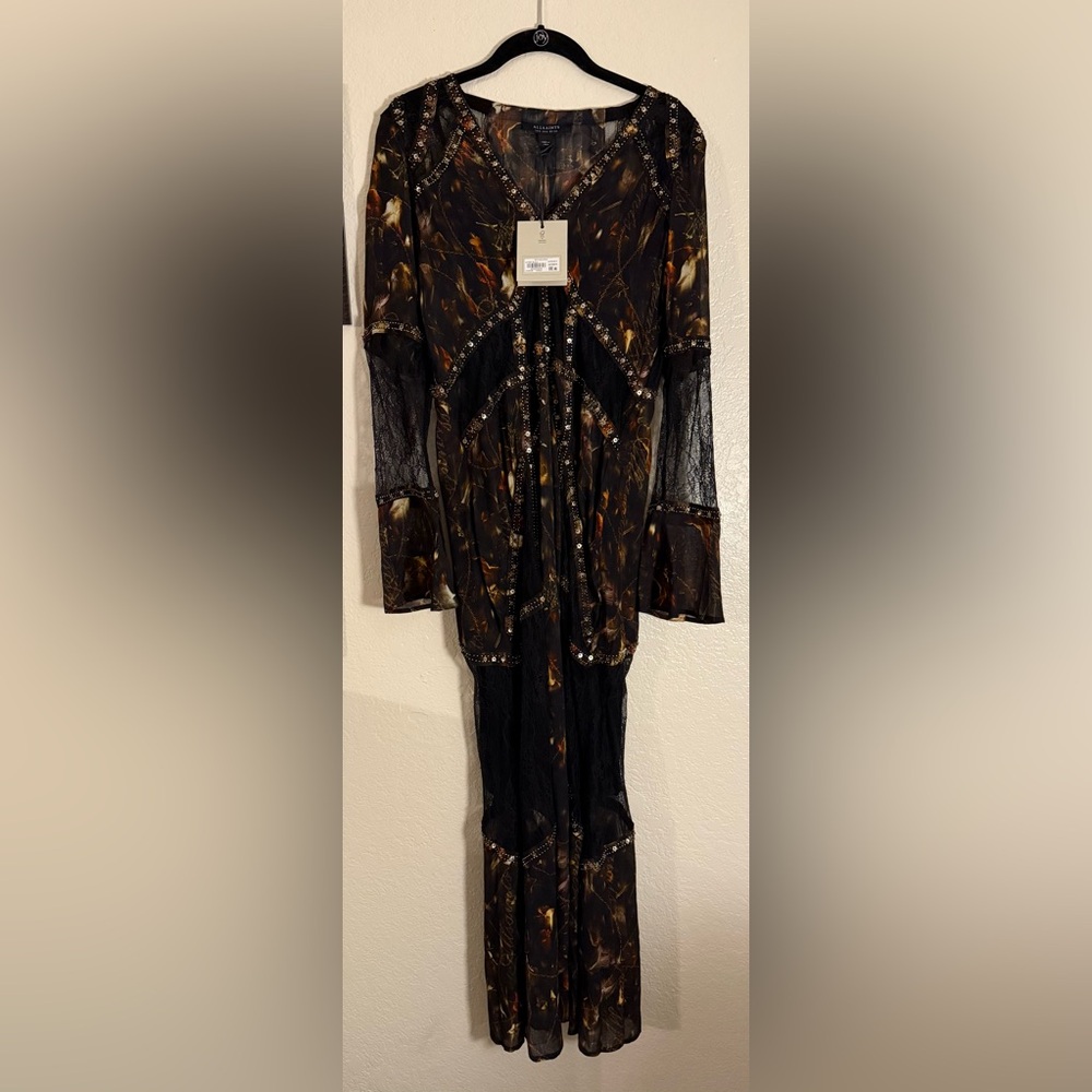 ALLSAINTS Bryn Lace Embellished Maxi Dress - Picture 7 of 8
